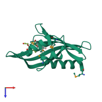 PDB entry 3hzp coloured by chain, top view.