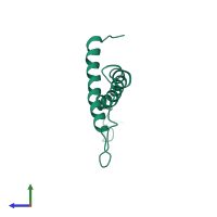 PDB entry 3hzq coloured by chain, side view.