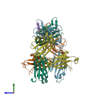 PDB entry 3i02 coloured by chain, side view.