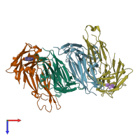 PDB entry 3i02 coloured by chain, top view.