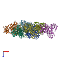 PDB entry 3i04 coloured by chain, top view.