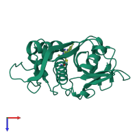 PDB entry 3i06 coloured by chain, top view.