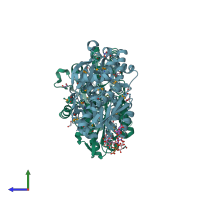 PDB entry 3i09 coloured by chain, side view.