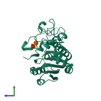 PDB entry 3i0j coloured by chain, side view.