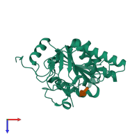 PDB entry 3i0j coloured by chain, top view.