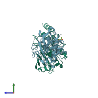 PDB entry 3i0u coloured by chain, side view.