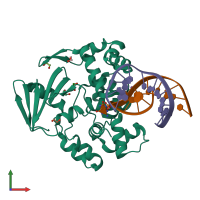 PDB entry 3i0w coloured by chain, front view.