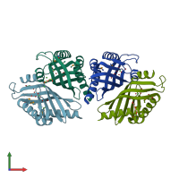PDB entry 3i0y coloured by chain, front view.
