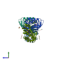 PDB entry 3i0y coloured by chain, side view.