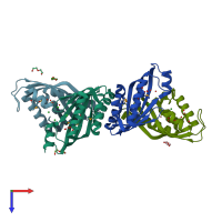 PDB entry 3i0y coloured by chain, top view.