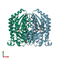 PDB entry 3i0z coloured by chain, front view.