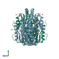 PDB entry 3i0z coloured by chain, side view.