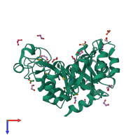 PDB entry 3i10 coloured by chain, top view.