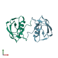 PDB entry 3i1e coloured by chain, front view.