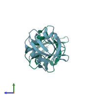 PDB entry 3i1e coloured by chain, side view.