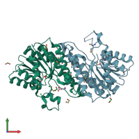 PDB entry 3i1j coloured by chain, front view.