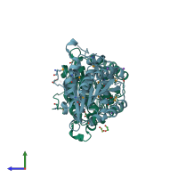 PDB entry 3i1j coloured by chain, side view.