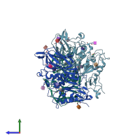 PDB entry 3i1k coloured by chain, side view.