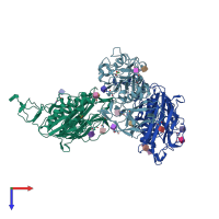 PDB entry 3i1k coloured by chain, top view.