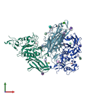 PDB entry 3i1l coloured by chain, front view.