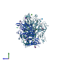 PDB entry 3i1l coloured by chain, side view.