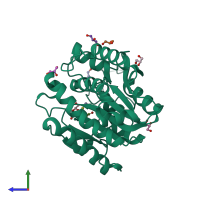 PDB entry 3i1u coloured by chain, side view.