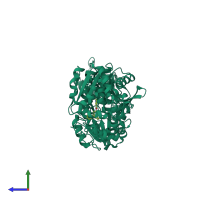PDB entry 3i1y coloured by chain, side view.