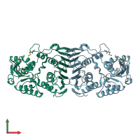 PDB entry 3i23 coloured by chain, front view.