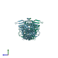 PDB entry 3i23 coloured by chain, side view.