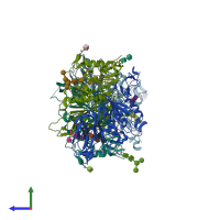 PDB entry 3i26 coloured by chain, side view.