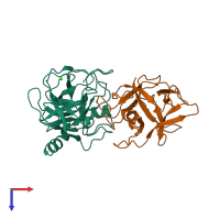 PDB entry 3i29 coloured by chain, top view.