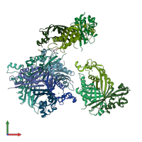 PDB entry 3i2b coloured by chain, front view.