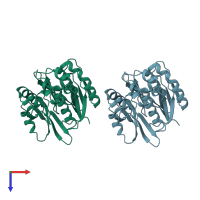 PDB entry 3i2e coloured by chain, top view.