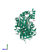 PDB entry 3i2g coloured by chain, side view.