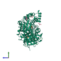 PDB entry 3i2h coloured by chain, side view.