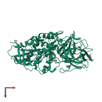 PDB entry 3i2j coloured by chain, top view.