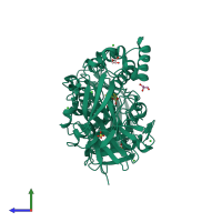 PDB entry 3i2k coloured by chain, side view.