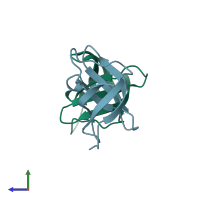 PDB entry 3i2z coloured by chain, side view.