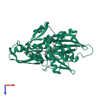 PDB entry 3i33 coloured by chain, top view.