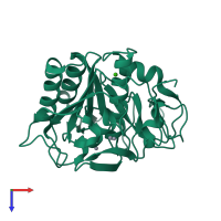 PDB entry 3i34 coloured by chain, top view.