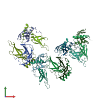 PDB entry 3i38 coloured by chain, front view.