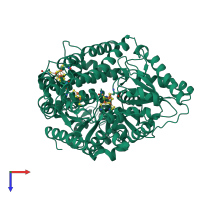 PDB entry 3i39 coloured by chain, top view.