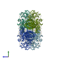 PDB entry 3i3e coloured by chain, side view.