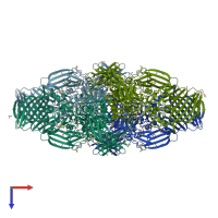 PDB entry 3i3e coloured by chain, top view.