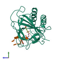 PDB entry 3i3m coloured by chain, side view.