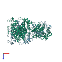 PDB entry 3i3r coloured by chain, top view.
