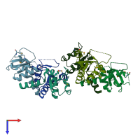 PDB entry 3i3u coloured by chain, top view.