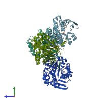 PDB entry 3i3y coloured by chain, side view.