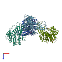 PDB entry 3i3y coloured by chain, top view.