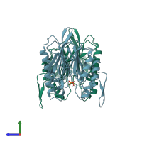 PDB entry 3i48 coloured by chain, side view.